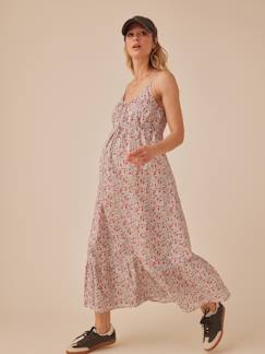 Vêtements de grossesse-Robe grossesse à bretelles motifs fleurs