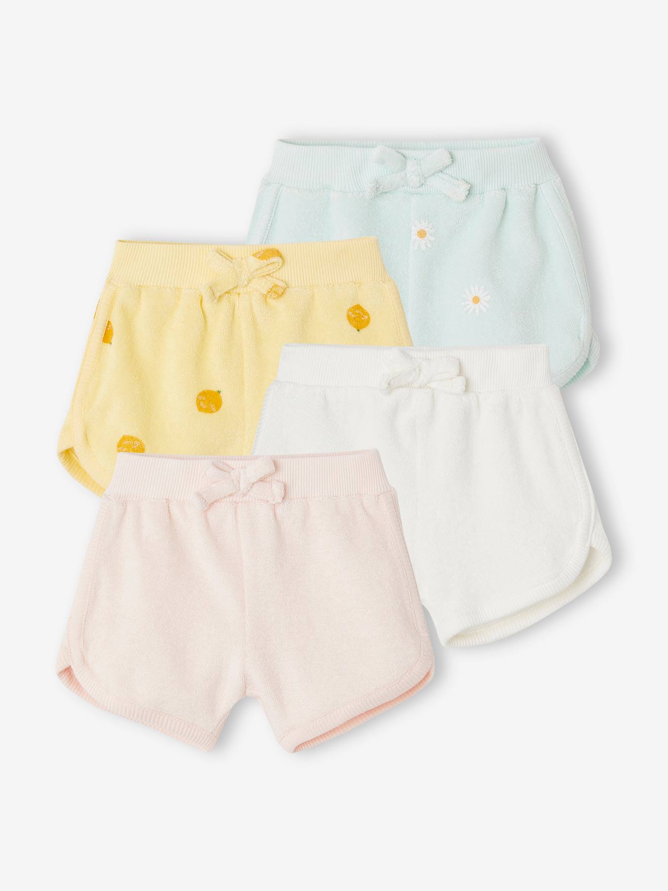 Lot de 4 shorts en éponge naissance rose pâle