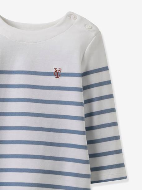 T-shirt marinière bébé coton biologique CYRILLUS rayé bleu 2 - vertbaudet enfant 
