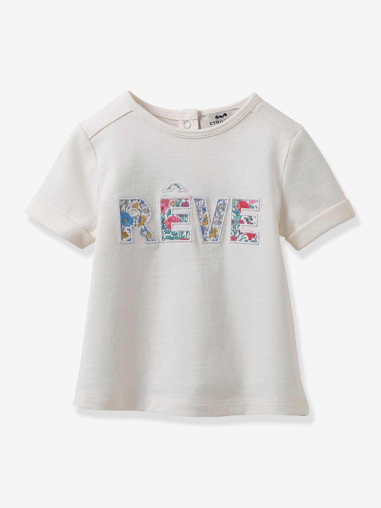 Tee-shirt Bébé Tissu Liberty Coton Biologique Cyrillus Écru