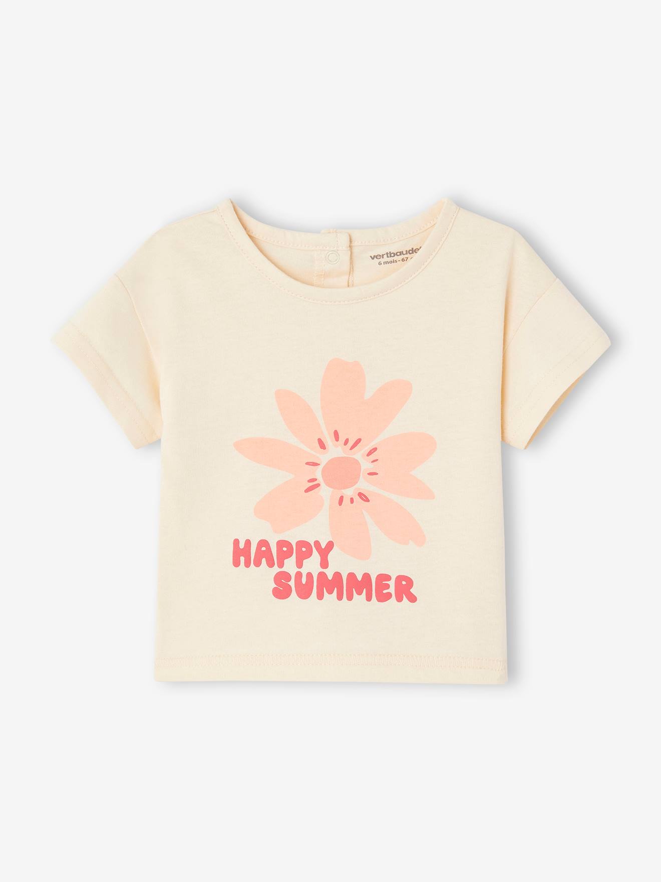 Tee-shirt Happy summer manches courtes bébé écru
