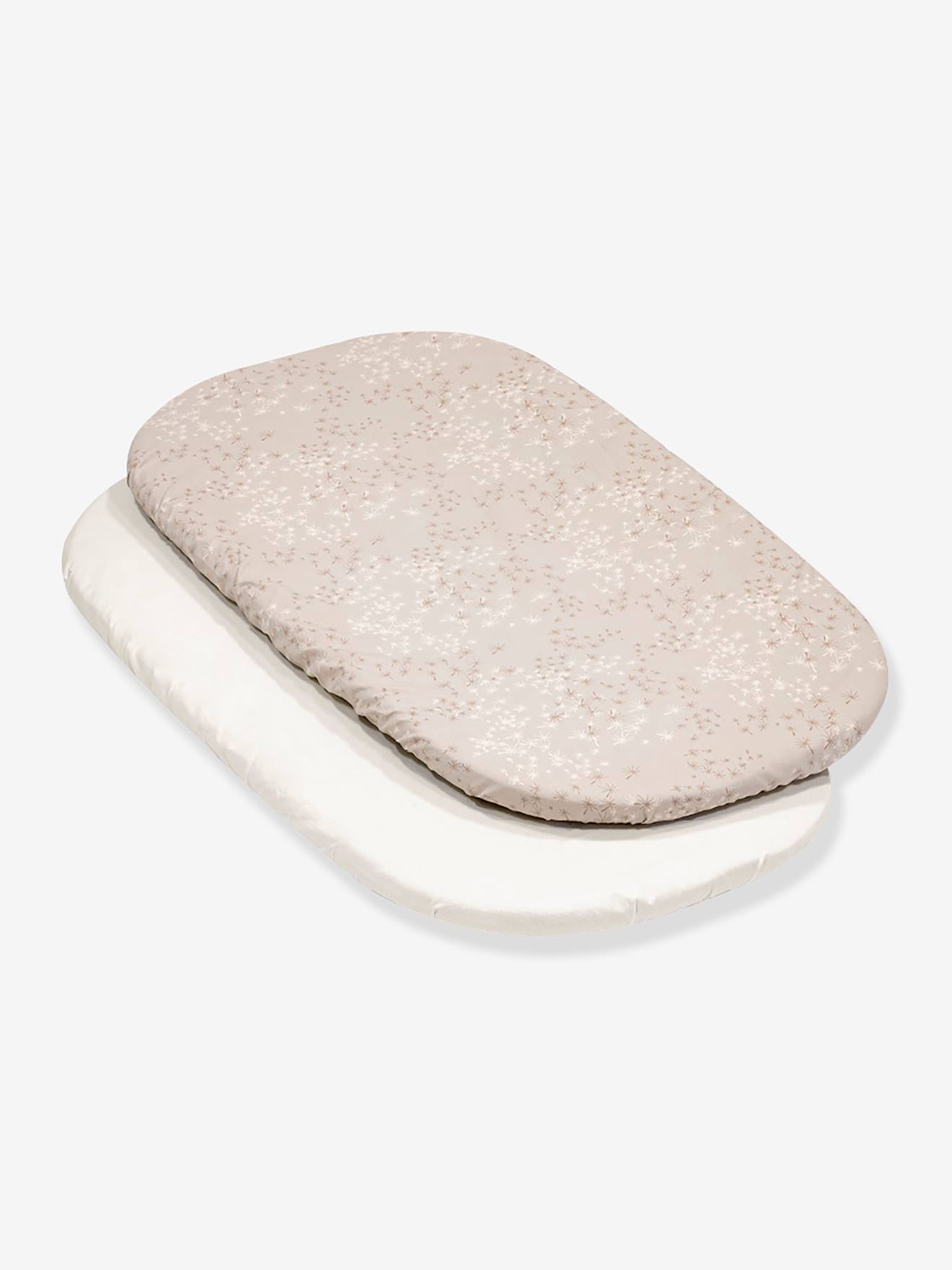 Lot de 2 draps-housses Snoozi(TM) pissenlit beige + crème vanill