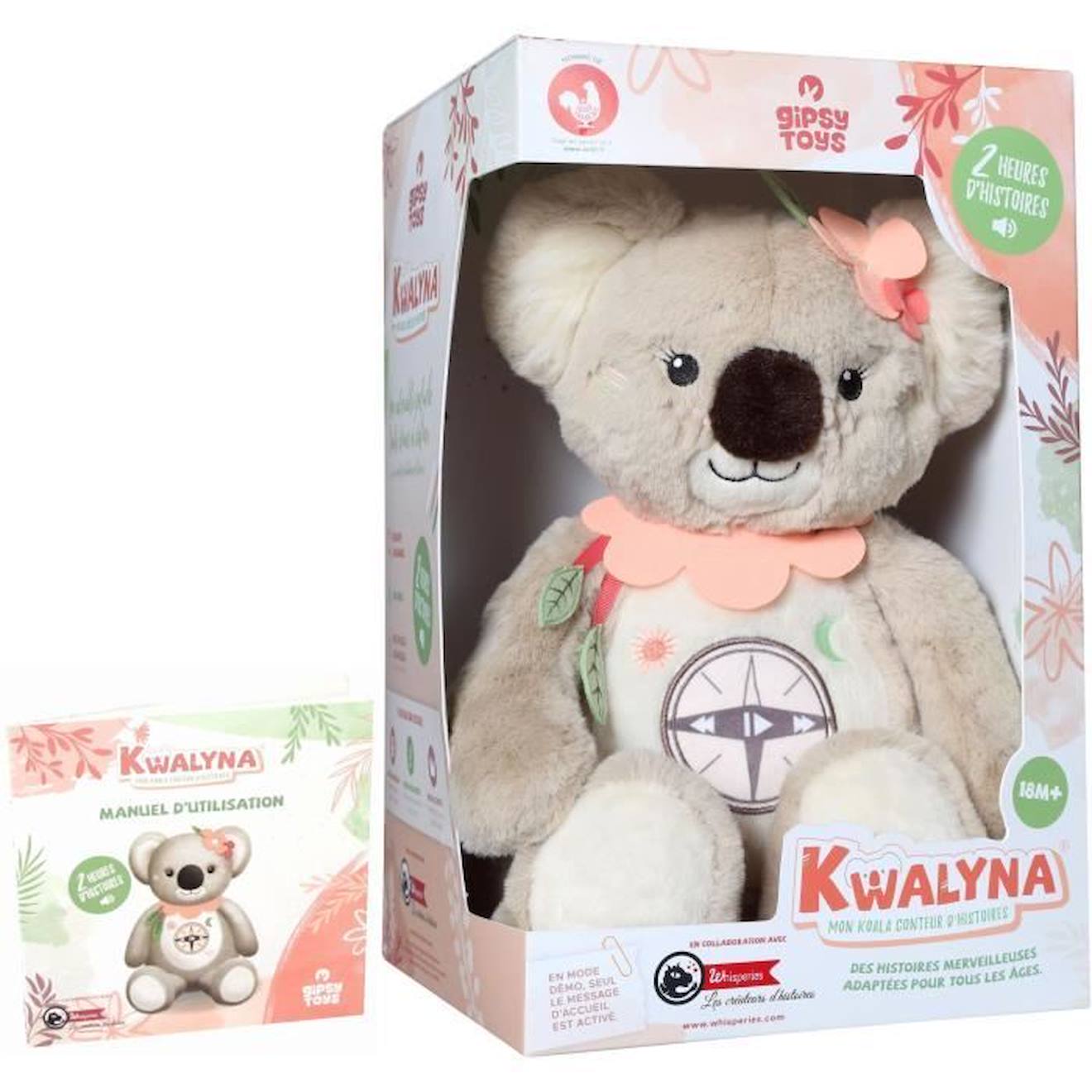 Gipsy Toys - Kwalyna - Koala Conteur D’histoires - Peluche Qui Parle Interactive -version Française 