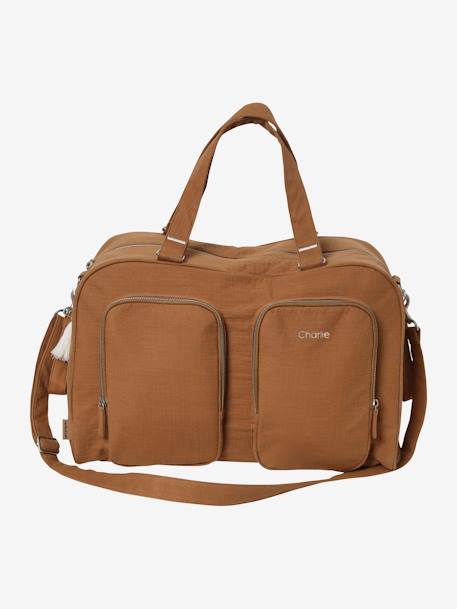 Vertbaudet - Sac à langer multipoches en gaze de coton Family L caramel