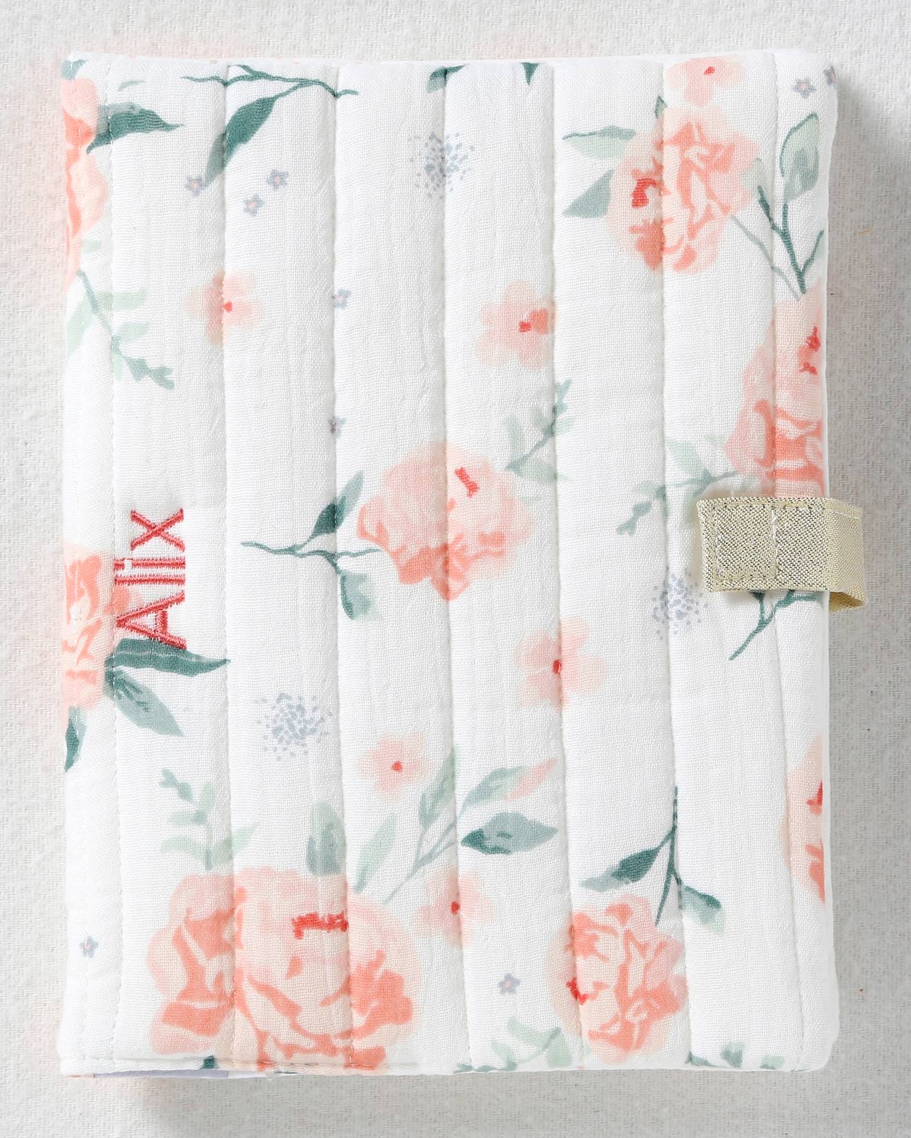 Protège carnet de santé EAU DE ROSE écru / rose