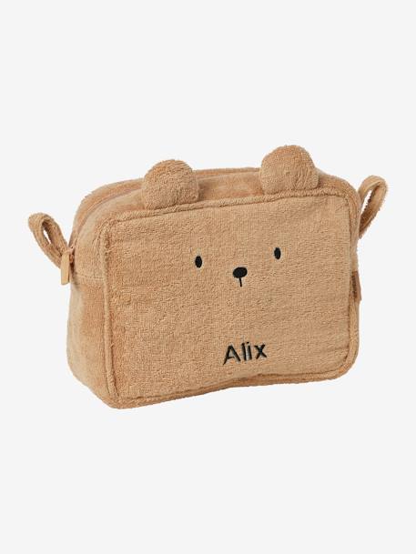 Vertbaudet - Trousse de toilette Ourson en éponge caramel
