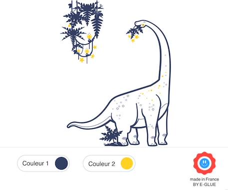 Diplodocus et Lianes - Sticker dinosaure - Bleu BLEU 2 - vertbaudet enfant 
