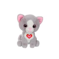 -Peluche Chat Lovely Cat Gipsy Toys - 15 cm - Gris & Blanc