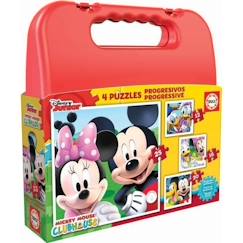 Jouet-Jeux éducatifs-Puzzles-4 puzzles progressifs - EDUCA - Malette Puzzles Progressifs Mickey (12-16-20-25)