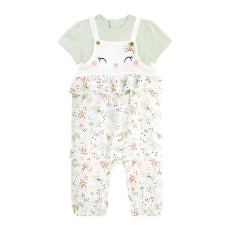 Bébé-Salopette, combinaison-Ensemble salopette bébé en gaze de coton et t-shirt Petit Paradis