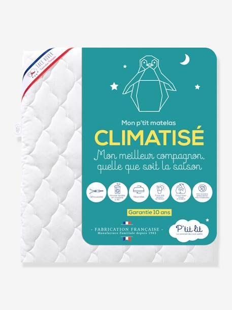 P'Tit Lit - Matelas bébé Climatisé anti-acariens déhoussable blanc