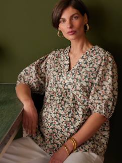Vêtements de grossesse-Blouse de grossesse imprimée fleurs