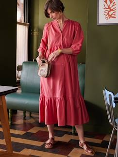 Vêtements de grossesse-Robe longue grossesse esprit bohème boutonnée