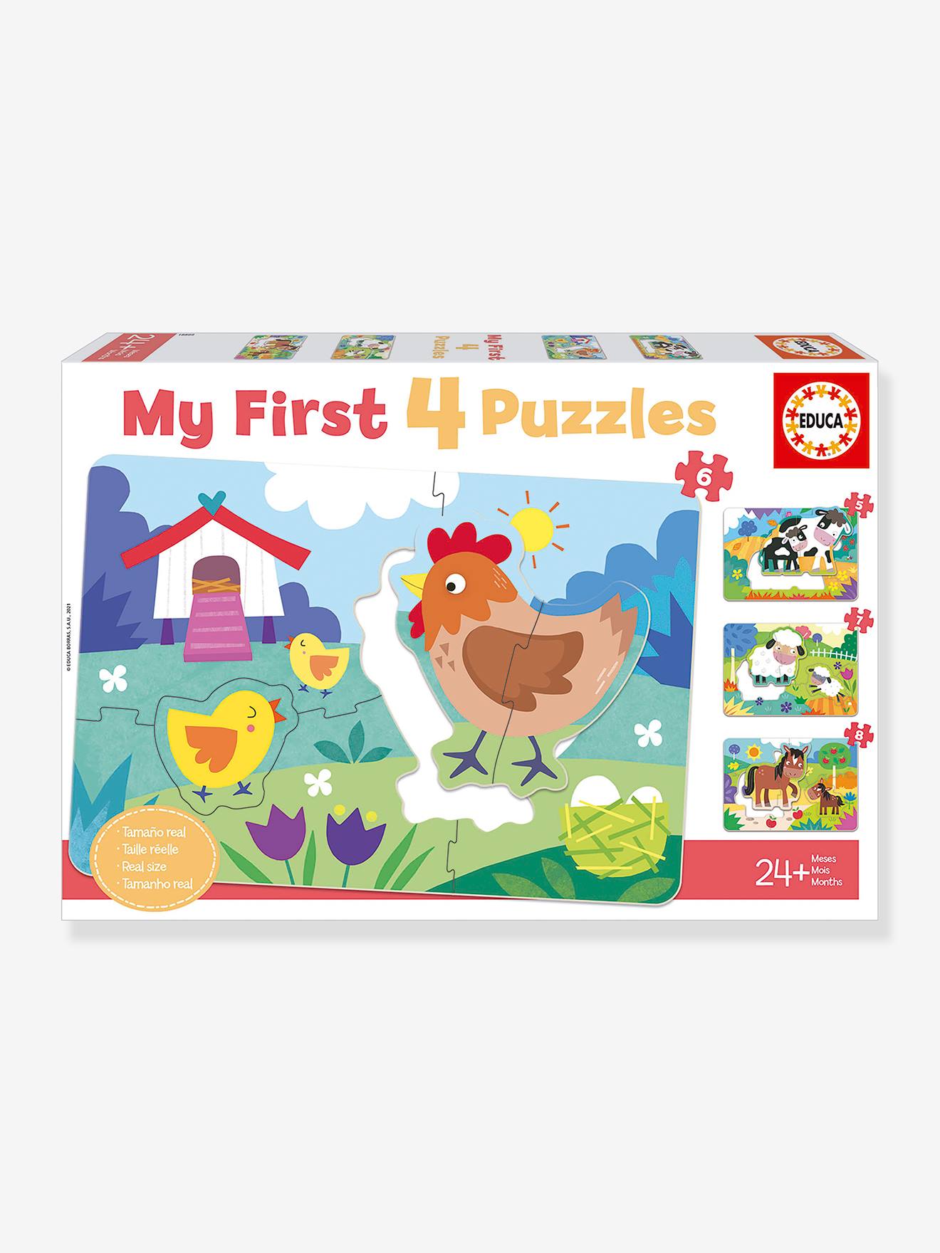 Mon premier puzzle mamans et bébés à la ferme - EDUCA - 4 puzzles 5/8 pièces multicolore