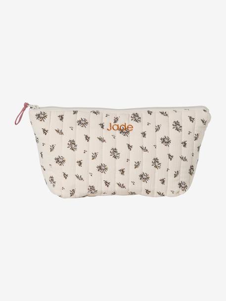 Vertbaudet - Trousse de toilette enfant en gaze de coton imprimé fleurs grenier