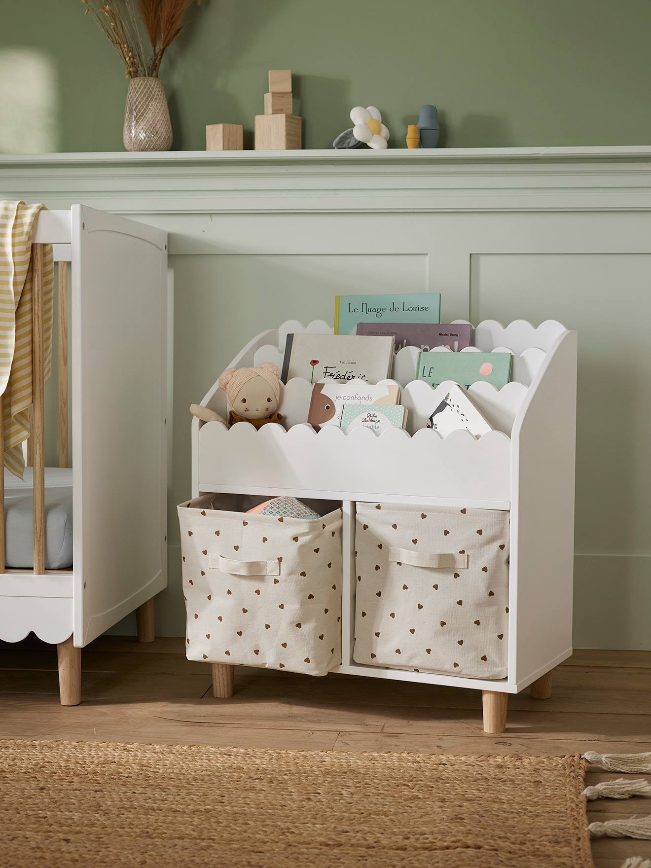 Lot de 2 bacs de rangement blanc imprimé