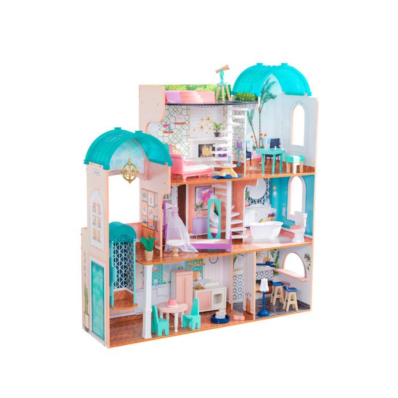 Kidkraft - Maison De Poupées Camila En Bois Avec 30 Accessoires Inclus, Son Et Lumière Multicolore