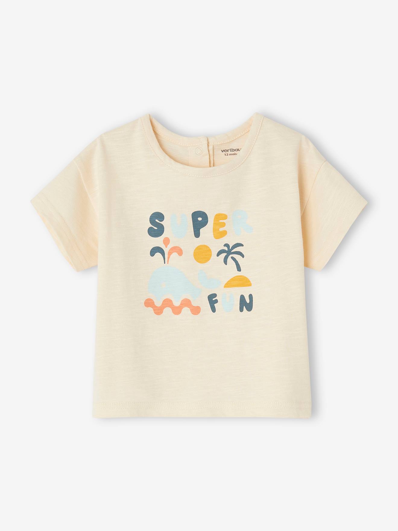 Tee-shirt Super fun bébé manches courtes écru