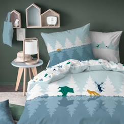 Linge de maison et décoration-Linge de lit enfant-Parure de lit imprimée 100% coton, Animaux nordiques 140x200 cm