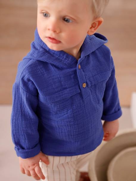 Ensemble bébé chemise en gaze de coton et pantalon bleu roi 9 - vertbaudet enfant 