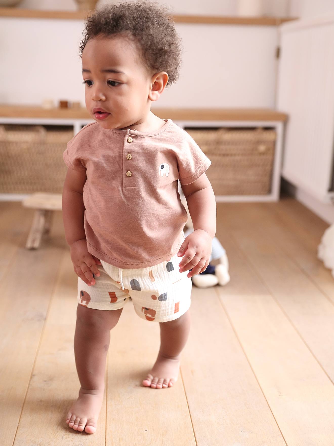Ensemble bébé T-shirt et short moka