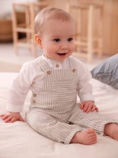 Ensemble bébé naissance cérémonie chemise salopette en lin et coton  - vertbaudet enfant