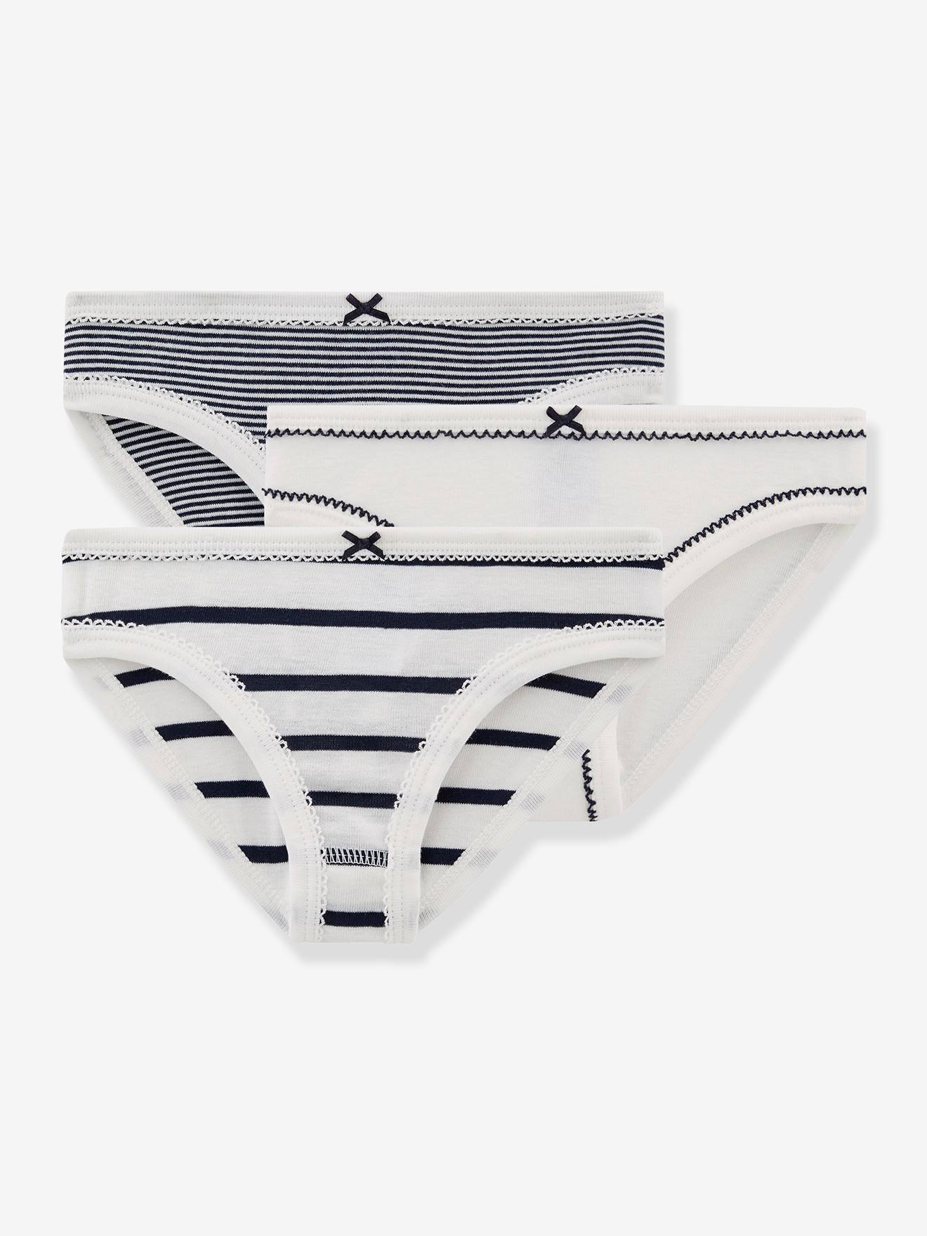 Lot de 3 culottes rayées petite fille blanc