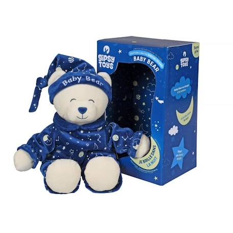 Gipsy Toys - Baby Bear Glow In The Dark - Peluche Pour Enfant - Brille Dans La Nuit - Vendue en Boîte Cadeau - 24 cm - Bleu - Beige BLEU 2 - vertbaudet enfant 