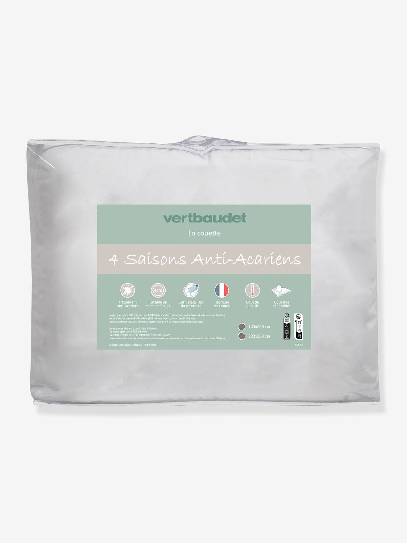 Vertbaudet - Couettes 4 saisons anti-acariens Bi-ome® blanc