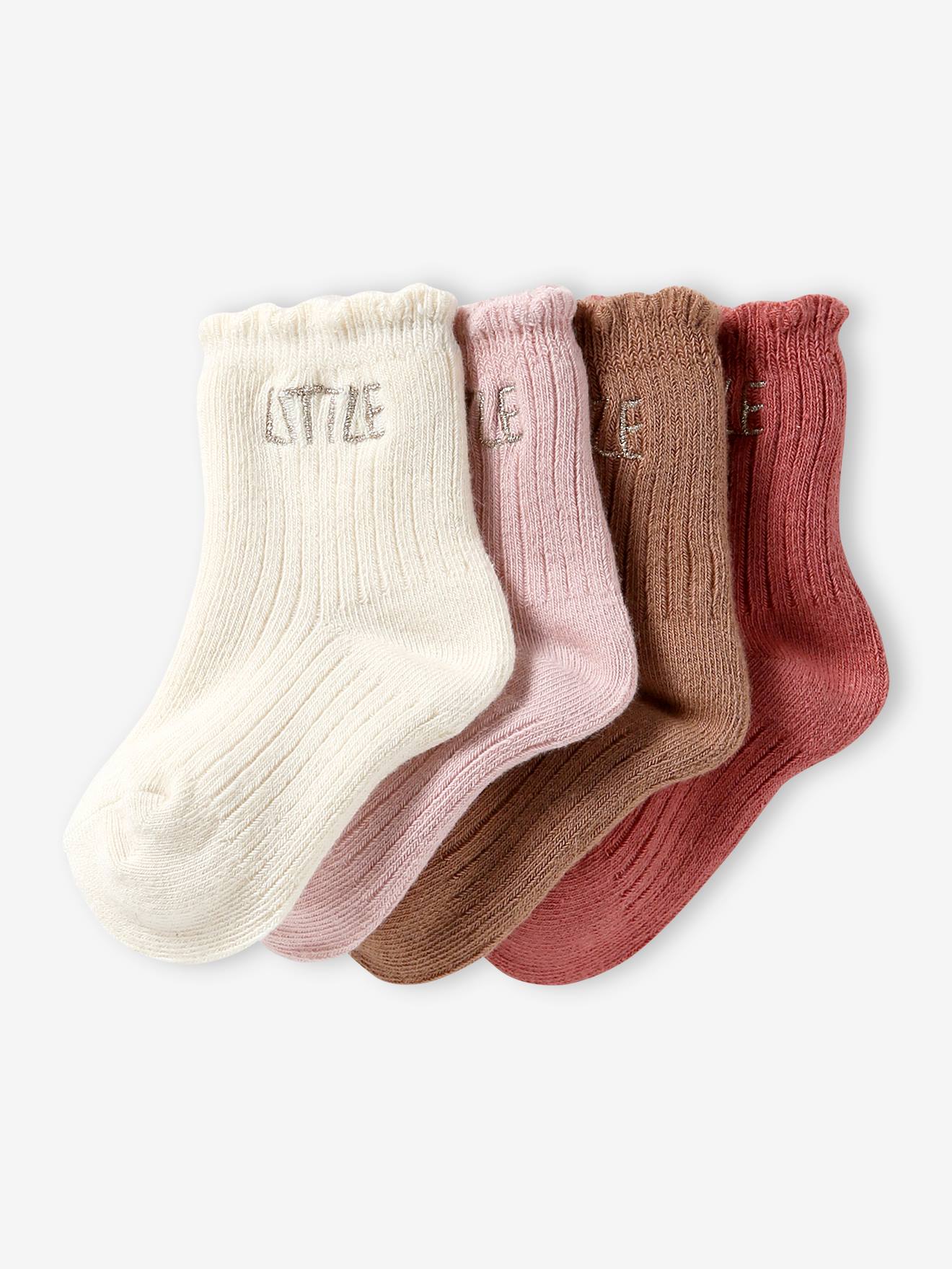Lot de 4 paires de chaussettes little bébé vieux rose