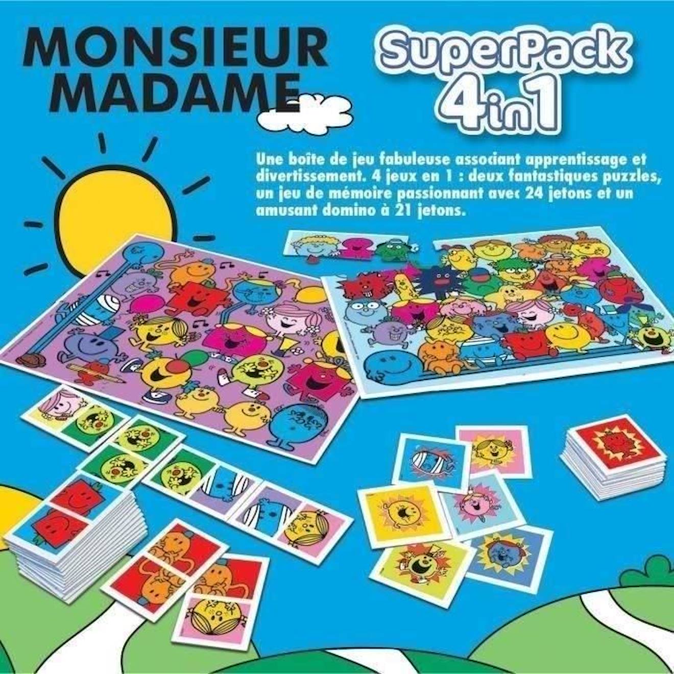 2 Jeux Éducatifs Basiques Et 2 Puzzles - Educa - Educa® Superpack Monsieur Madame Bleu