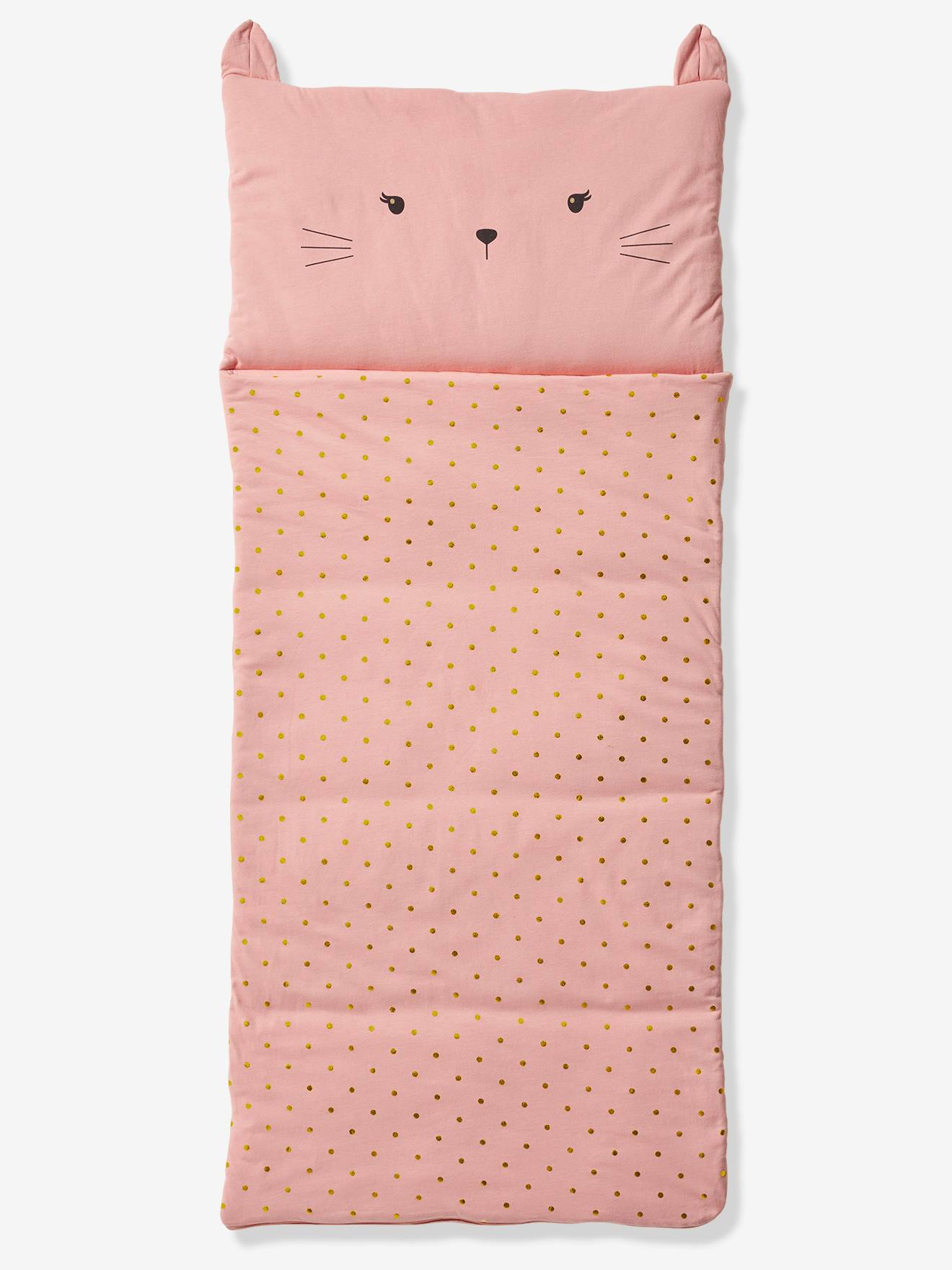 Vertbaudet - Sac de couchage Chat, avec coton recyclé rose