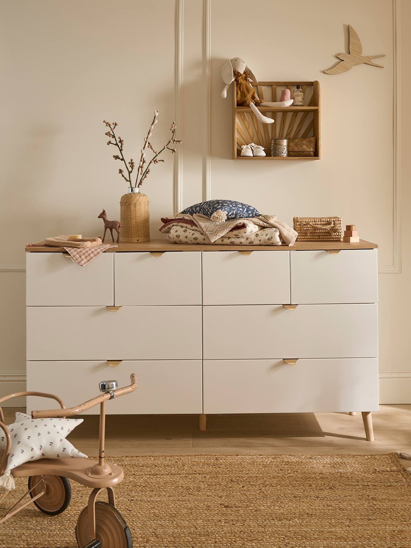 Commode double avec 8 tiroirs LIGNE MERVEILLES blanc