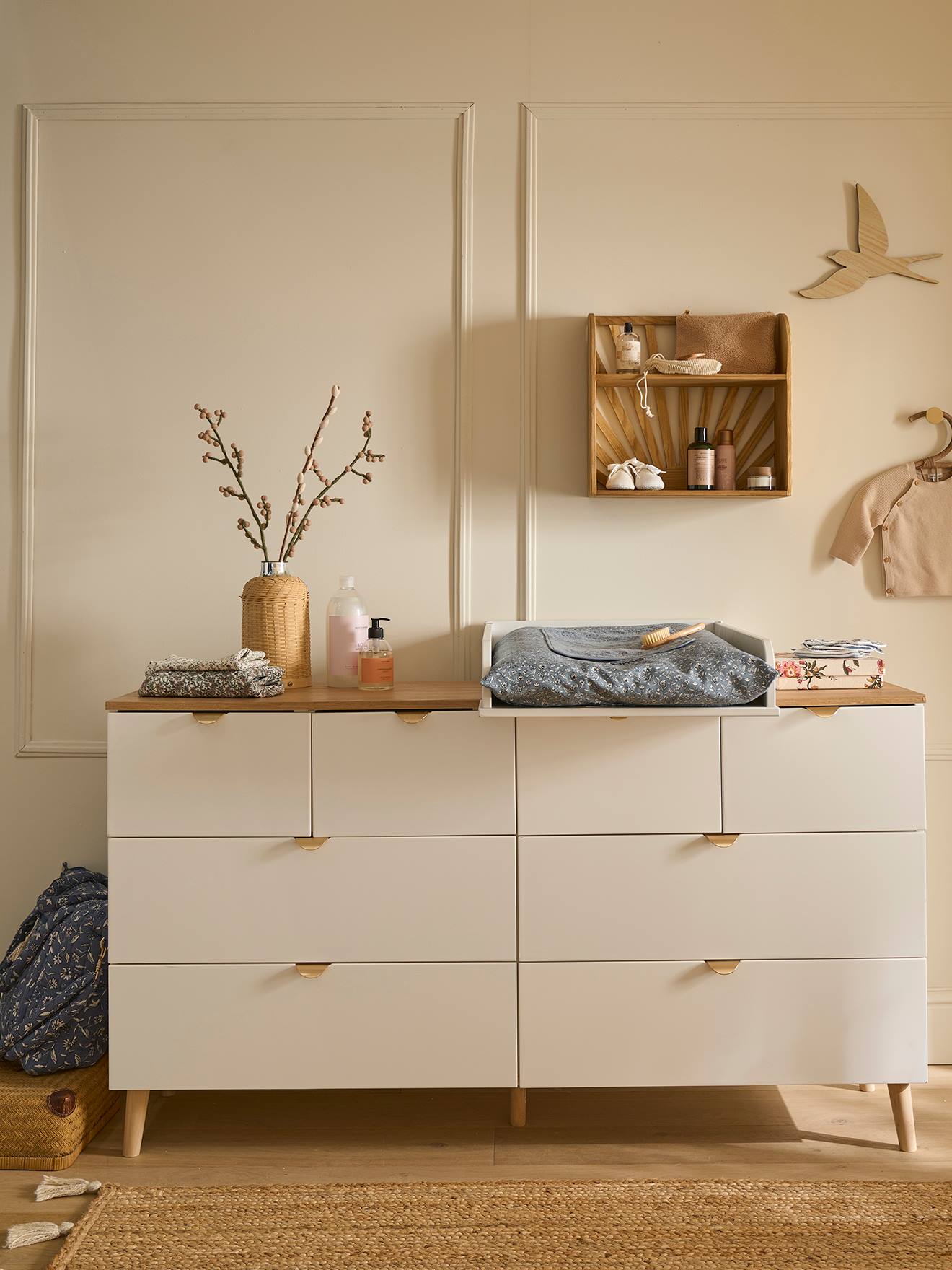Commode double avec 8 tiroirs MERVEILLES blanc (Vertbaudet) - Image 1