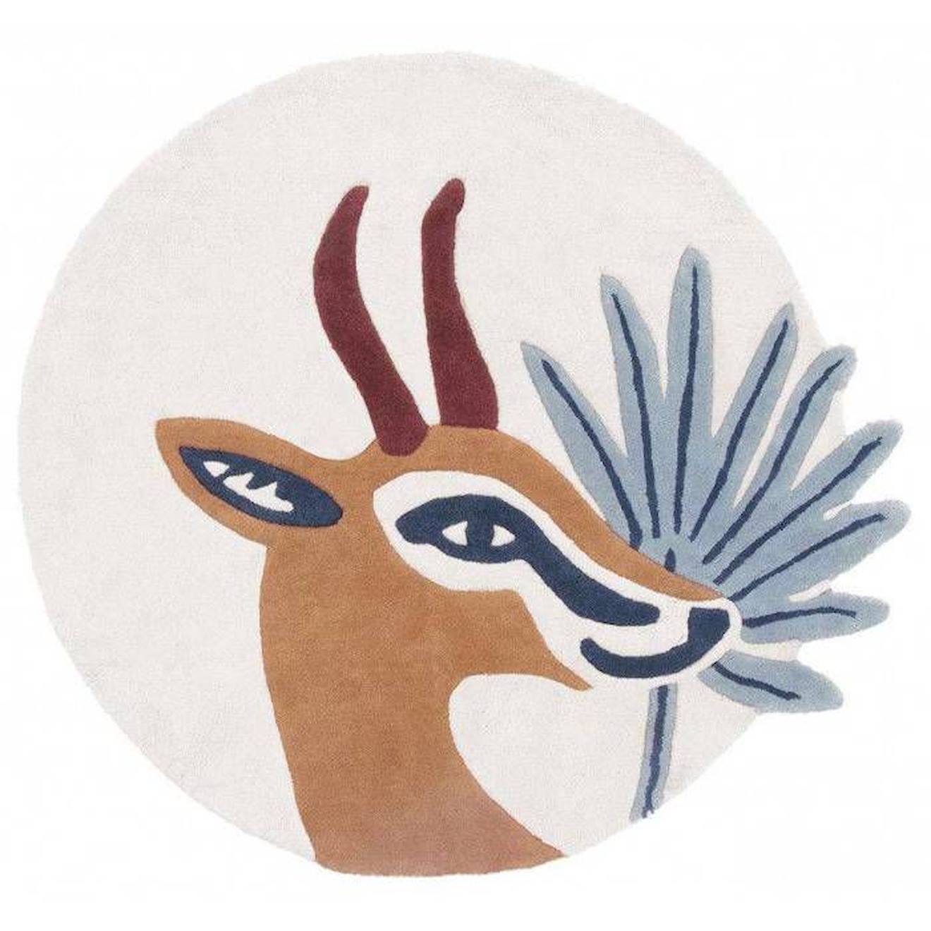 Tapis Coton Gazelle Par Lilipinso - Multicolor - Ø. 100 Cm Marron