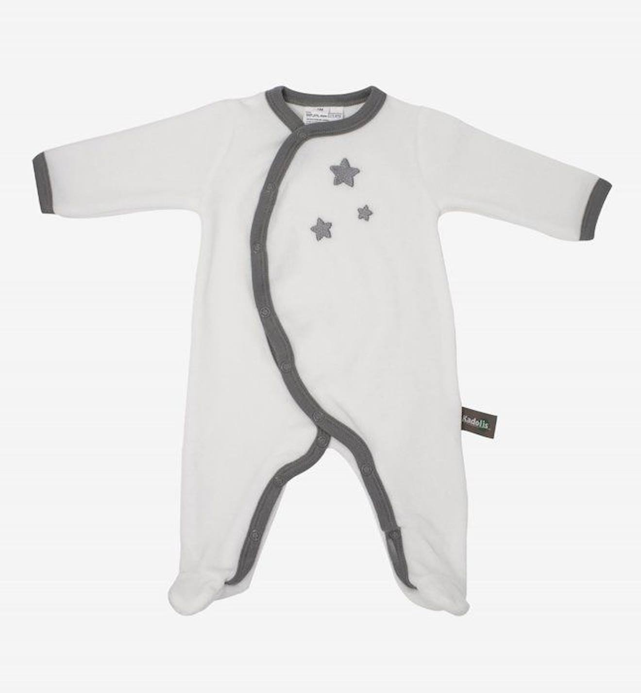 Pyjama Bébé Coton Bio Blanc Motifs Étoiles Gris