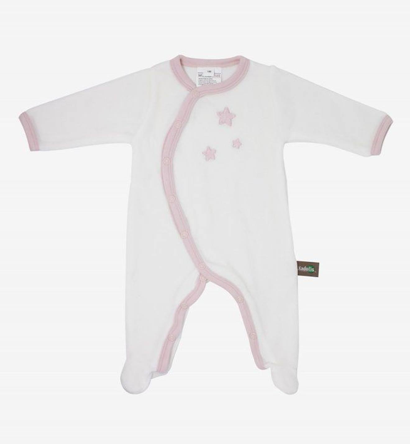 Pyjama Bébé Coton Bio Blanc Motifs Étoiles Rose