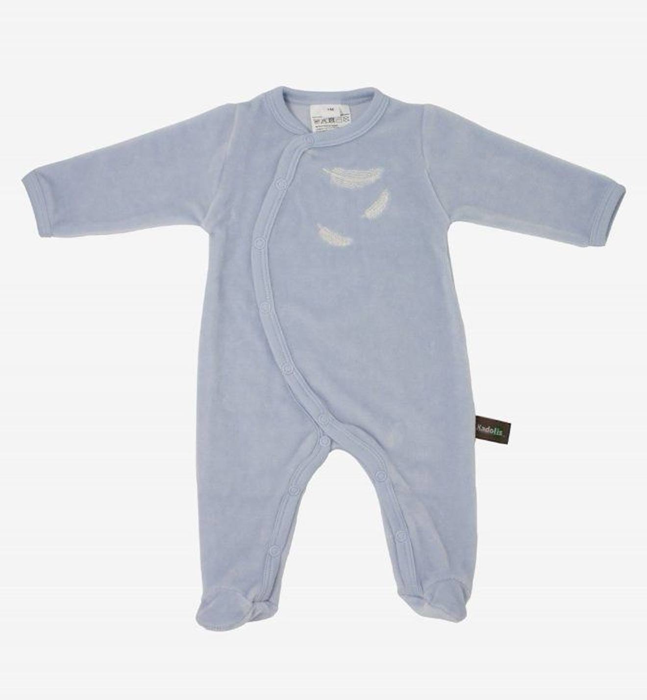 Pyjama Bébé En Coton Bio À Motifs Plumes Blanches Bleu