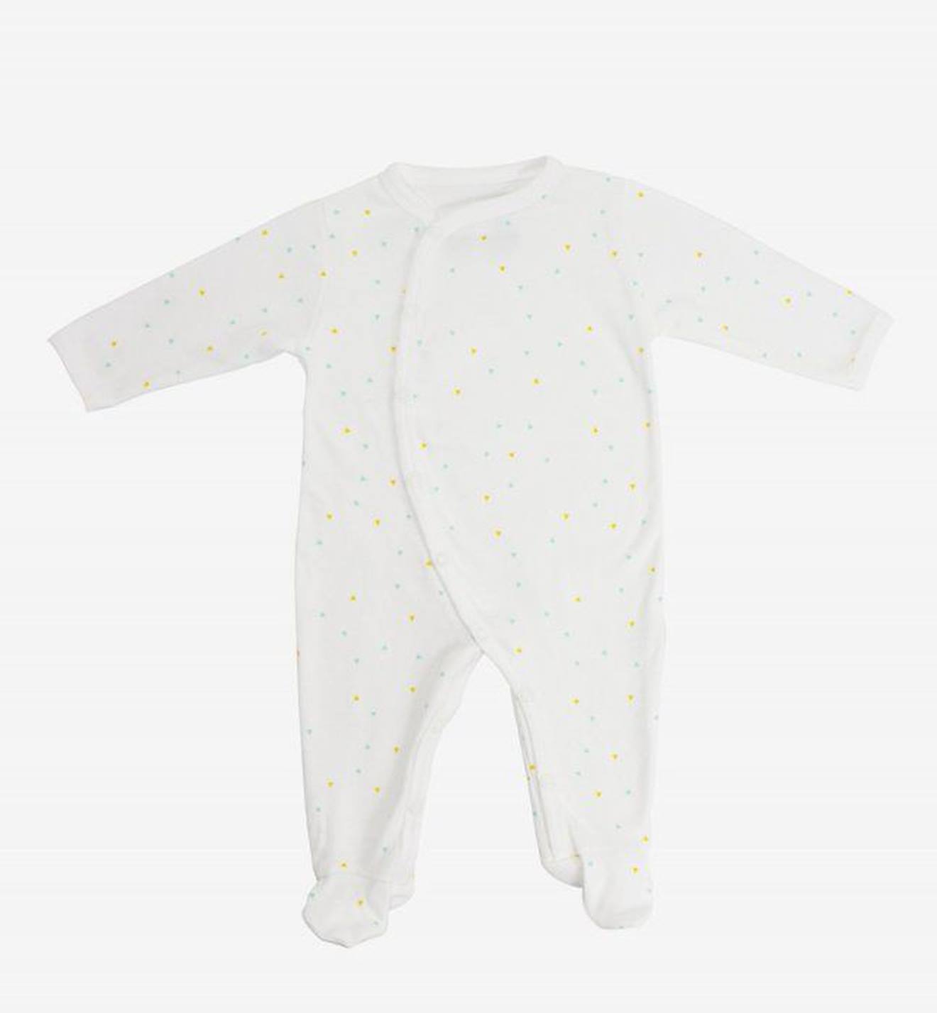 Pyjama Bébé Été Jersey Coton Bio Motifs Triangles (6 Mois) Blanc