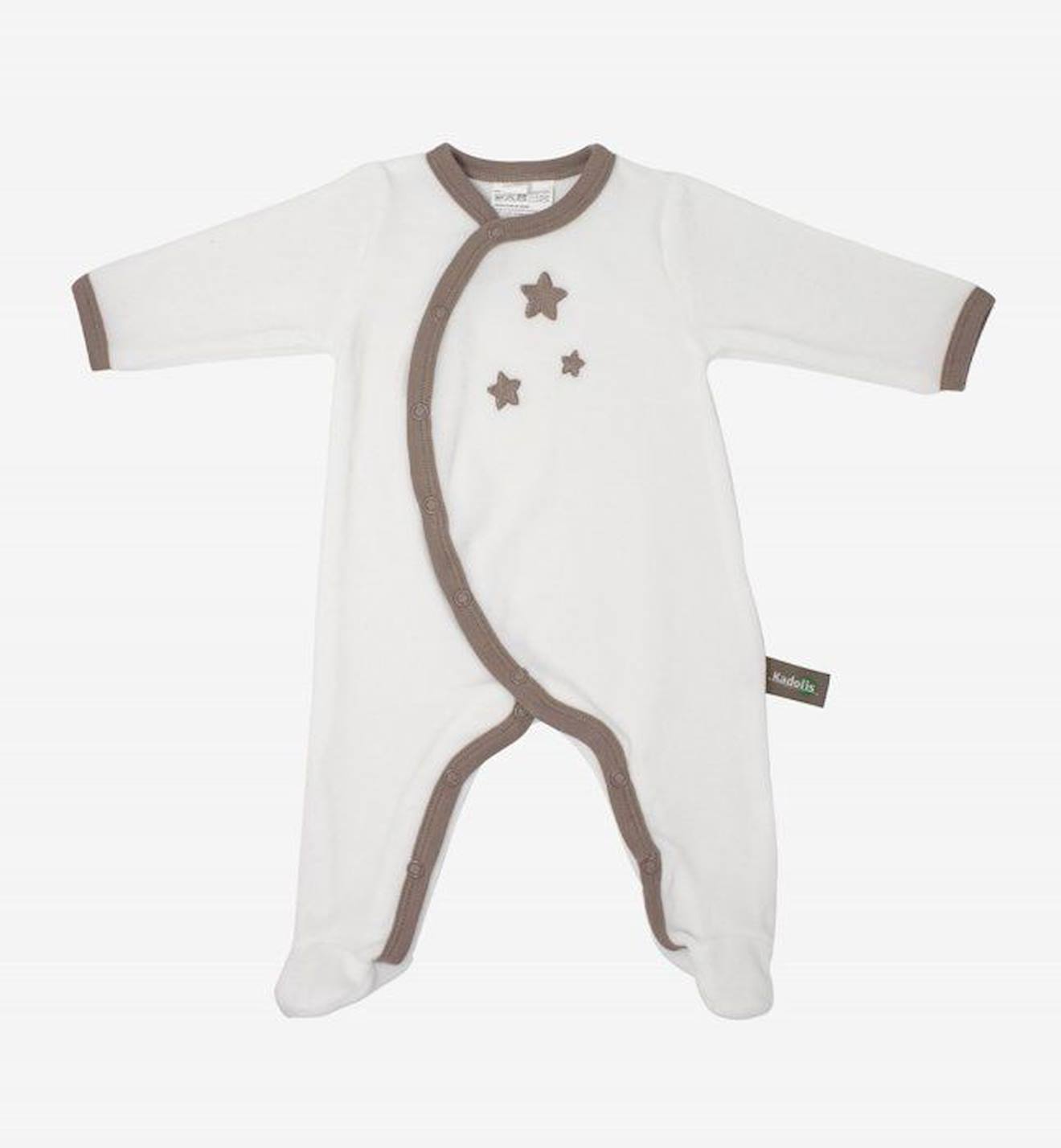 Pyjama Bébé Coton Bio Blanc Motifs Étoiles Beige