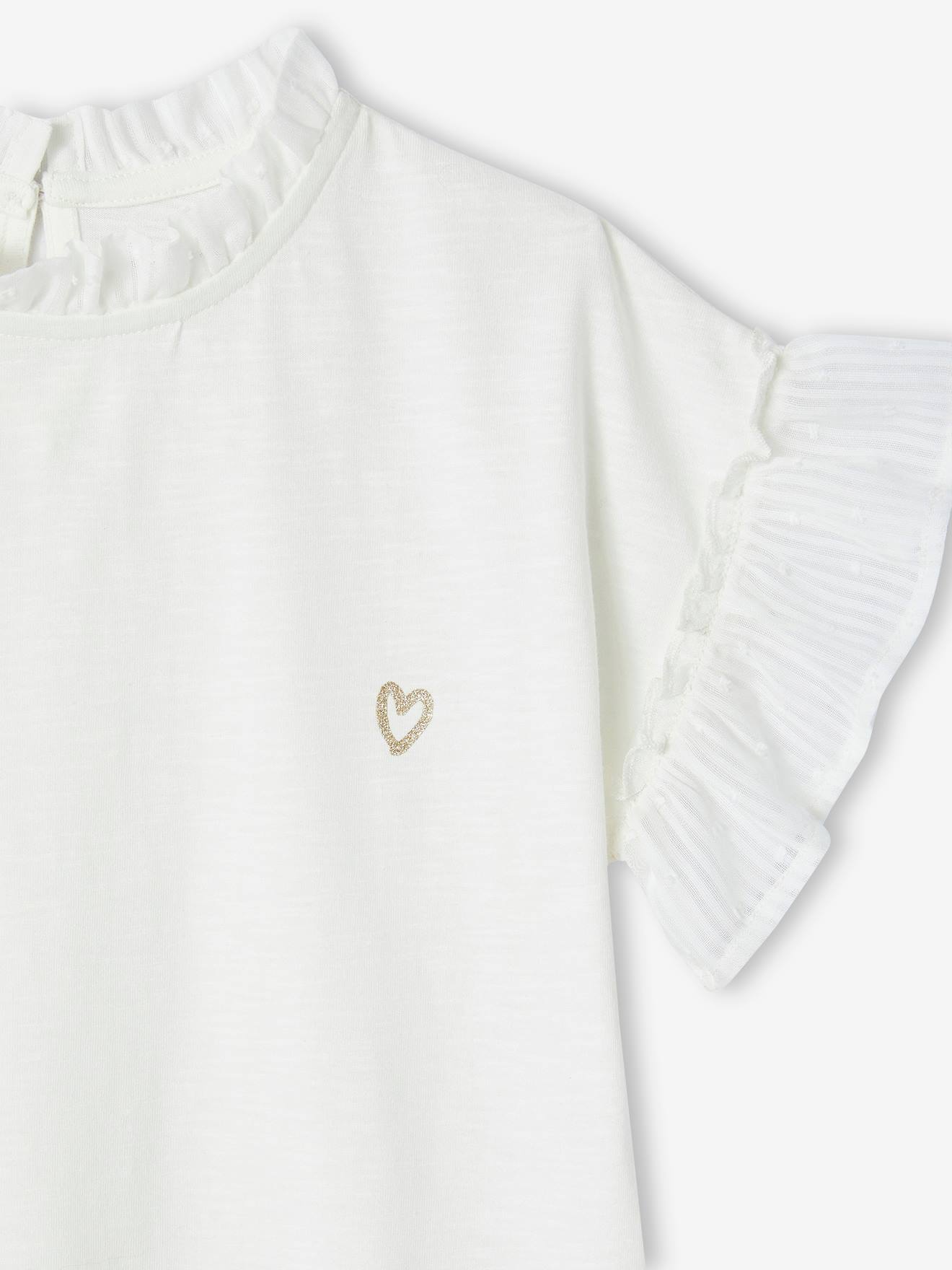 Ensemble Blouse + Short Cérémonie Fille VERTBAUDET - Imprimé Fleurs, Volants, 100% Coton, Pour Fêtes Et été