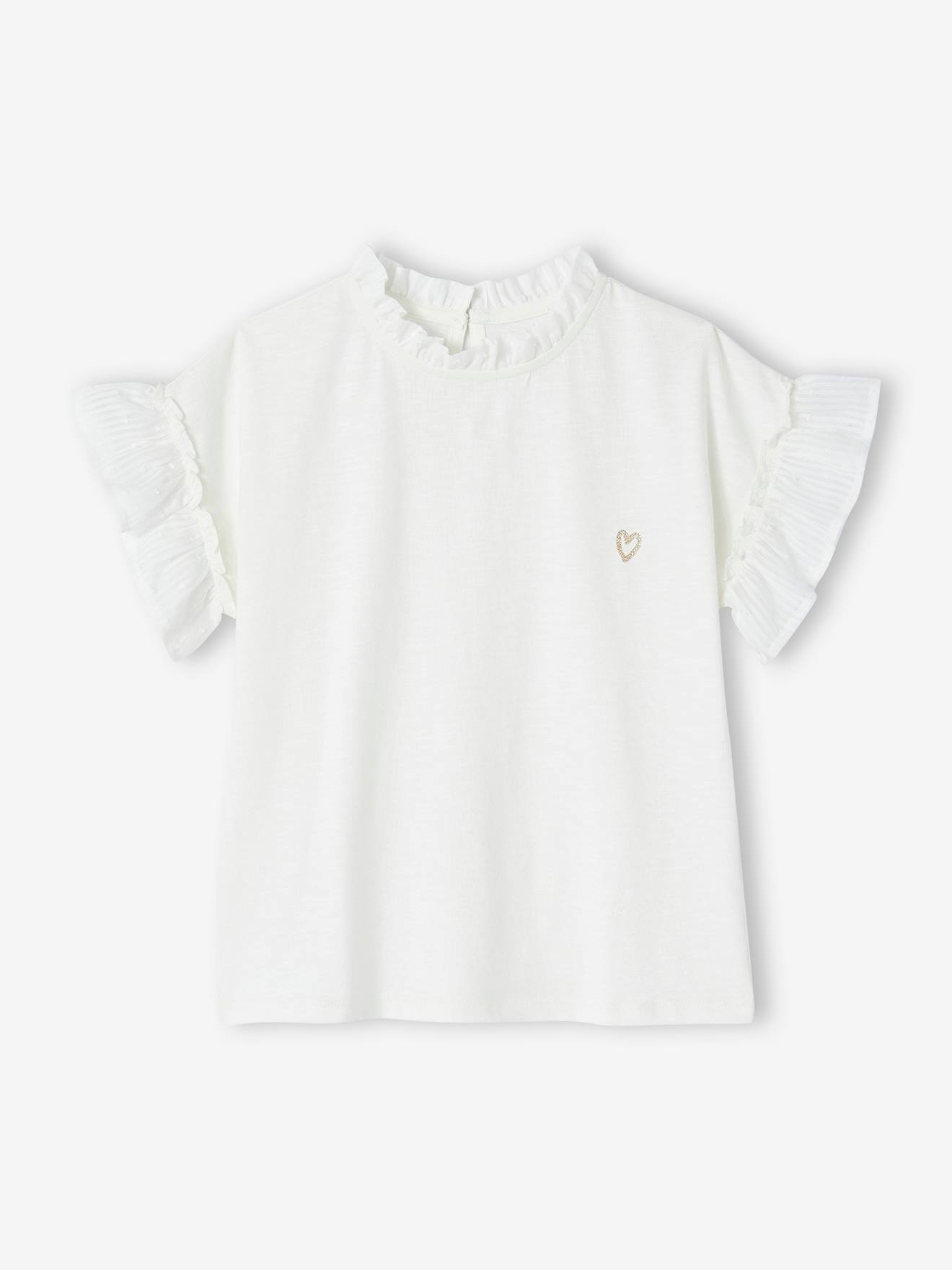 Blouse bi-matère fille écru