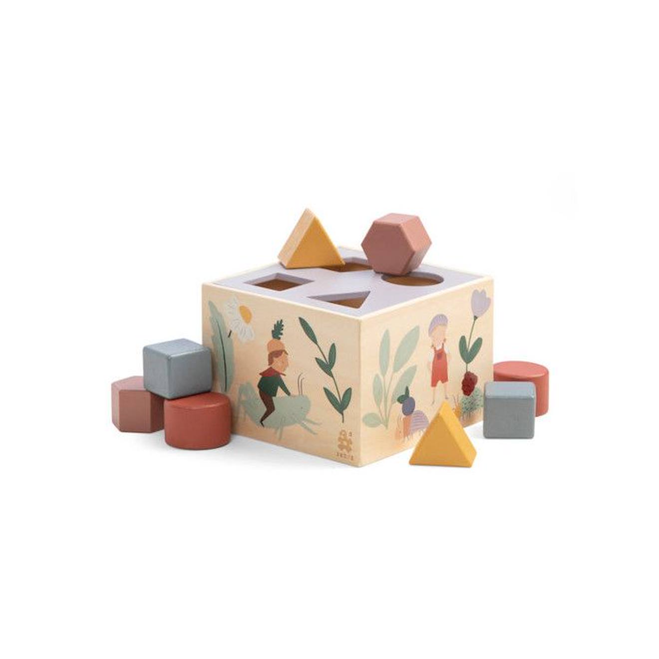 Cube À Formes En Bois - Puzzle Pixie Land - Sebra Beige