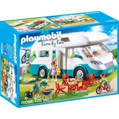 Jouet-Jeux d'imagination-Figurines, mini mondes, héros et animaux-Playmobil - Family Fun - Famille et camping-car - 135 pièces - Jaune