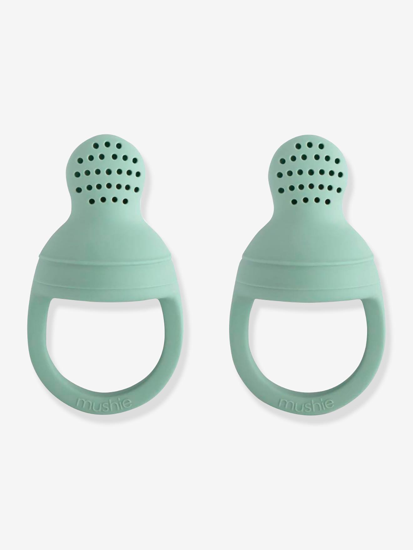 Lot de 2 sucettes grignoteuses - en silicone vert clair uni (Mushie) - Image 2