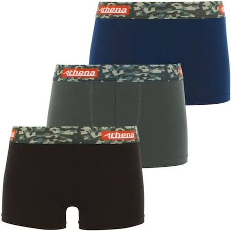 Garçon-Sous-vêtement-Slip, Boxer-ATHENA Lot de 3 boxers  Color Bleu Garçon