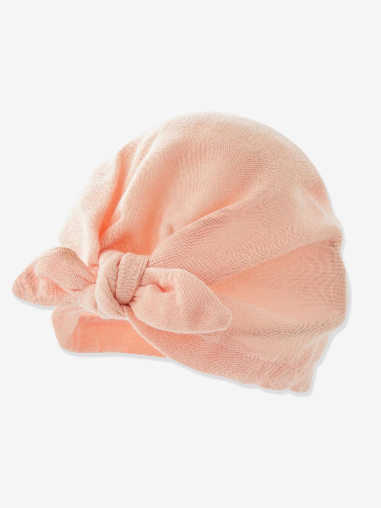chapeau façon foulard noué uni bébé fille rose