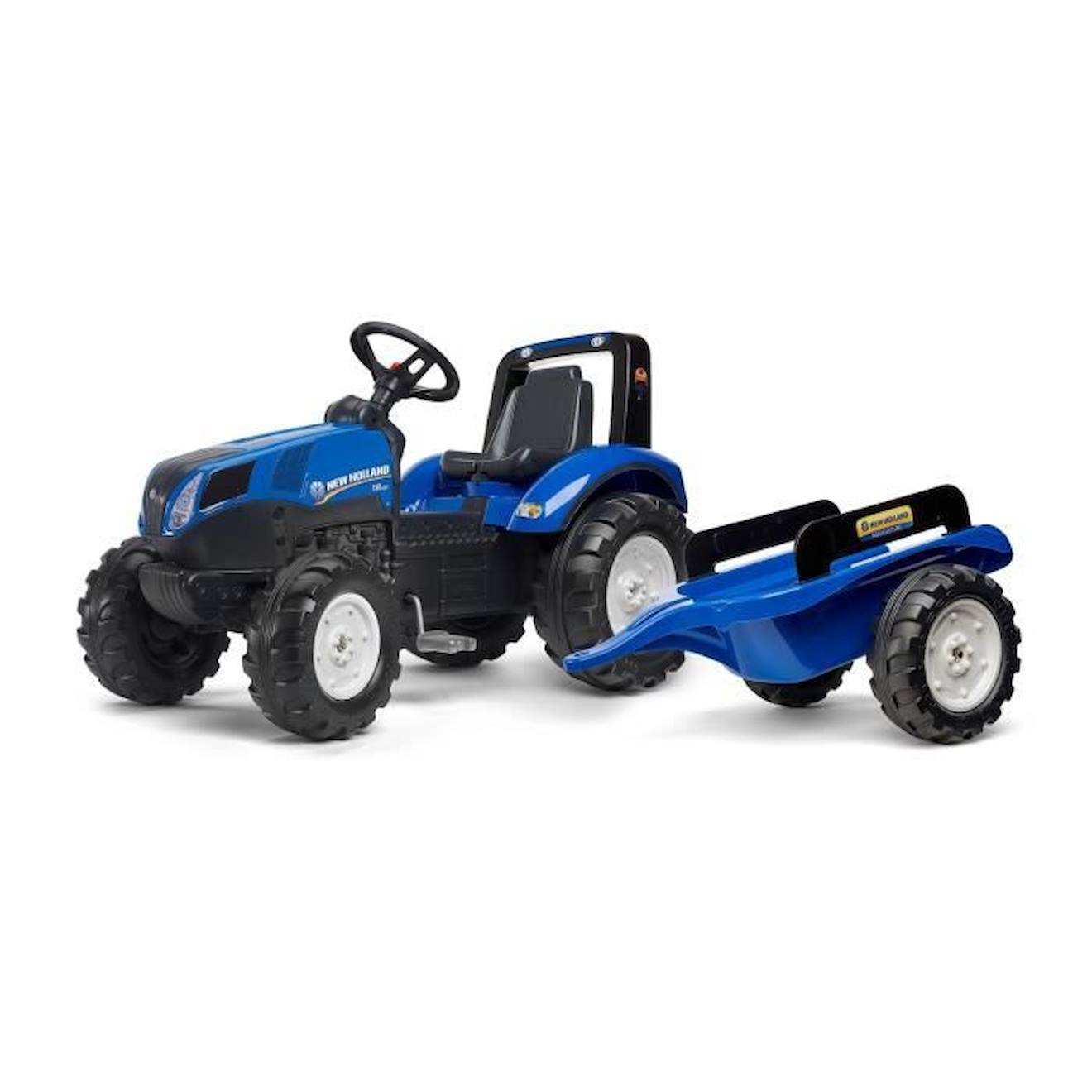 Tracteur Enfant New Holland T8 + Remorque - Falk - Véhicule Agricole Et De Chantier - Bleu Et Noir B