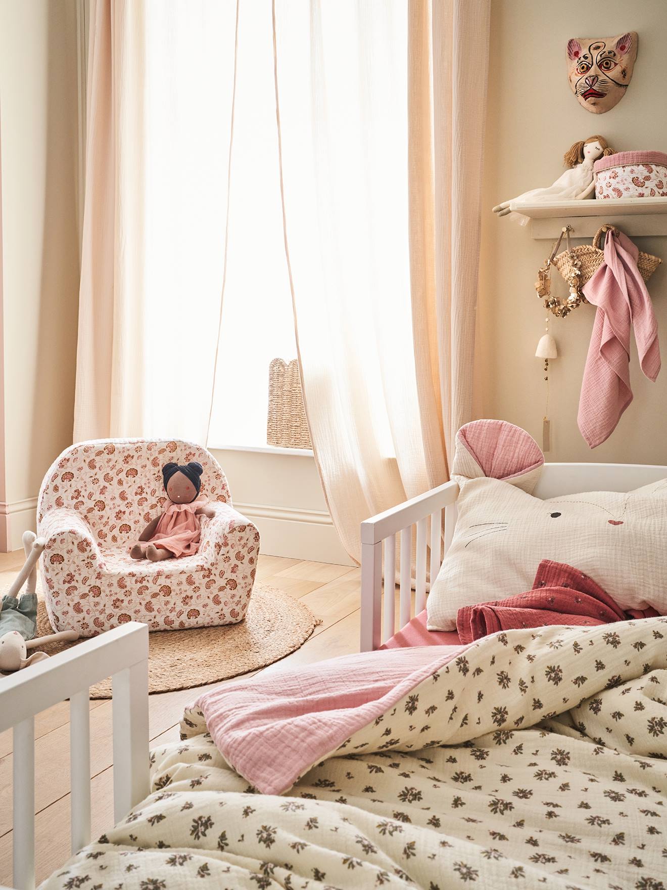 Housse de couette bébé en gaze de coton HANOÏ - ivoire imprimé, Linge de lit & Déco Housse de couette bébé en gaze de coton HANOÏ - ivoire imprimé, Linge de lit & Déco