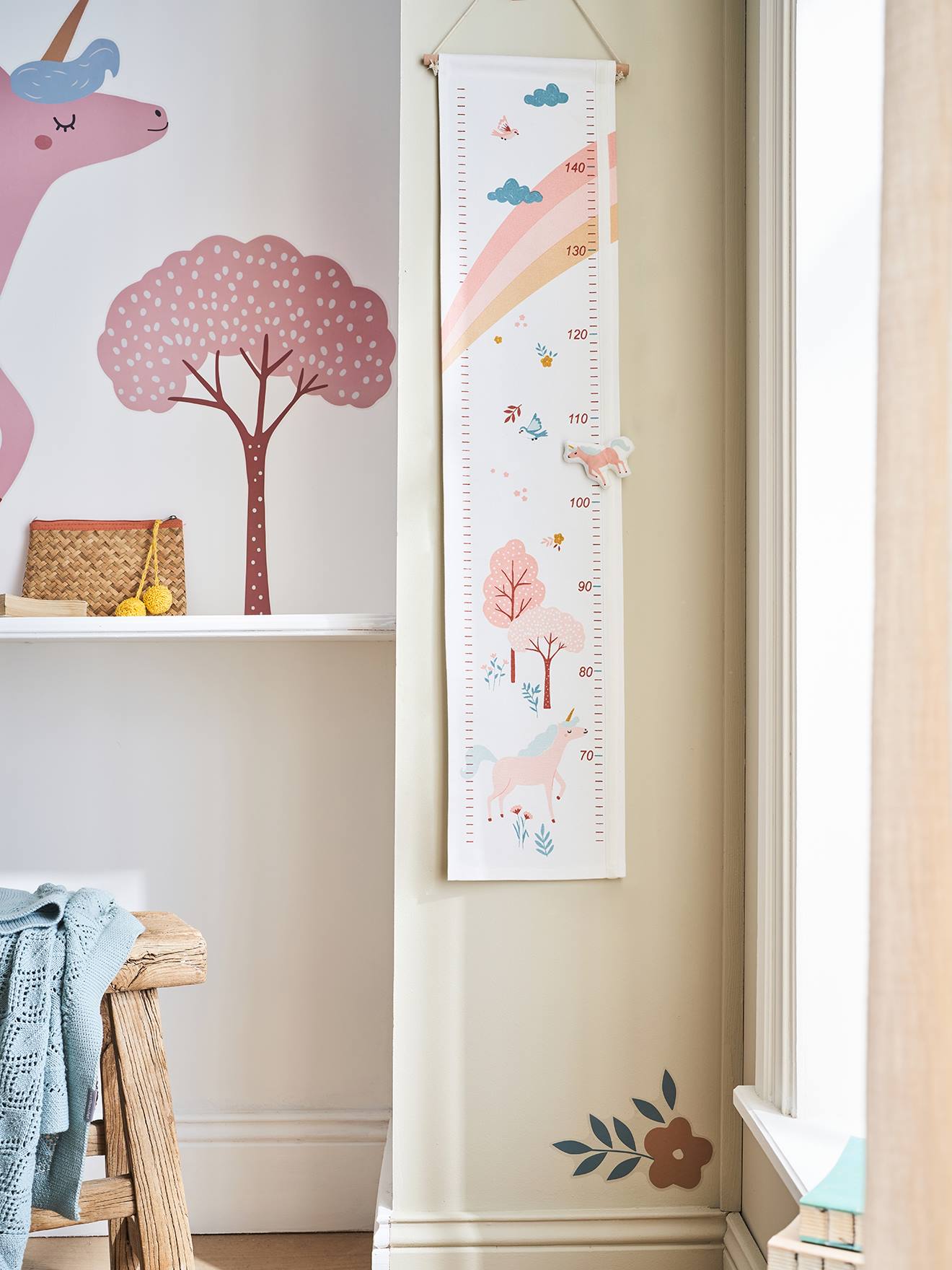Toise textile licorne rose imprimé